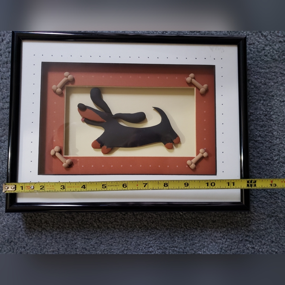 Anne Klocko Polymer Clay 3D Framed Artwork "Happy Dachshund" - Picture 9 of 14